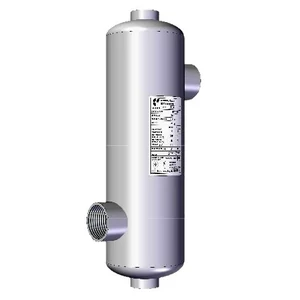 Hőcserelő  25kW/ΔT60°C-nál, 3/4"bm-1"bm, rozsdamentes, csavart-csöves. Tmax: 200°C, Pmax:12bar, Felület: 0,25m2