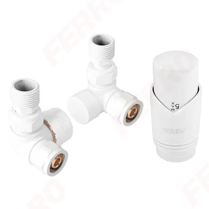 1/2"-16 ötrétegű Radiátorszelepszett AXIAL Termosztatikus Sarok - Fehér