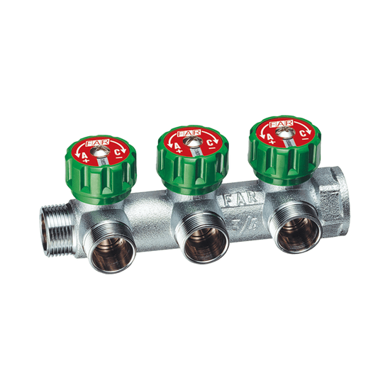 Multi szelepes osztó 1"KB-3/4"eurokonus, 3 körös  - CW617N